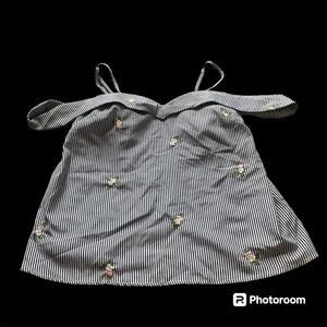 Evie Australian boutique striped embroidered off the shoulder shirt